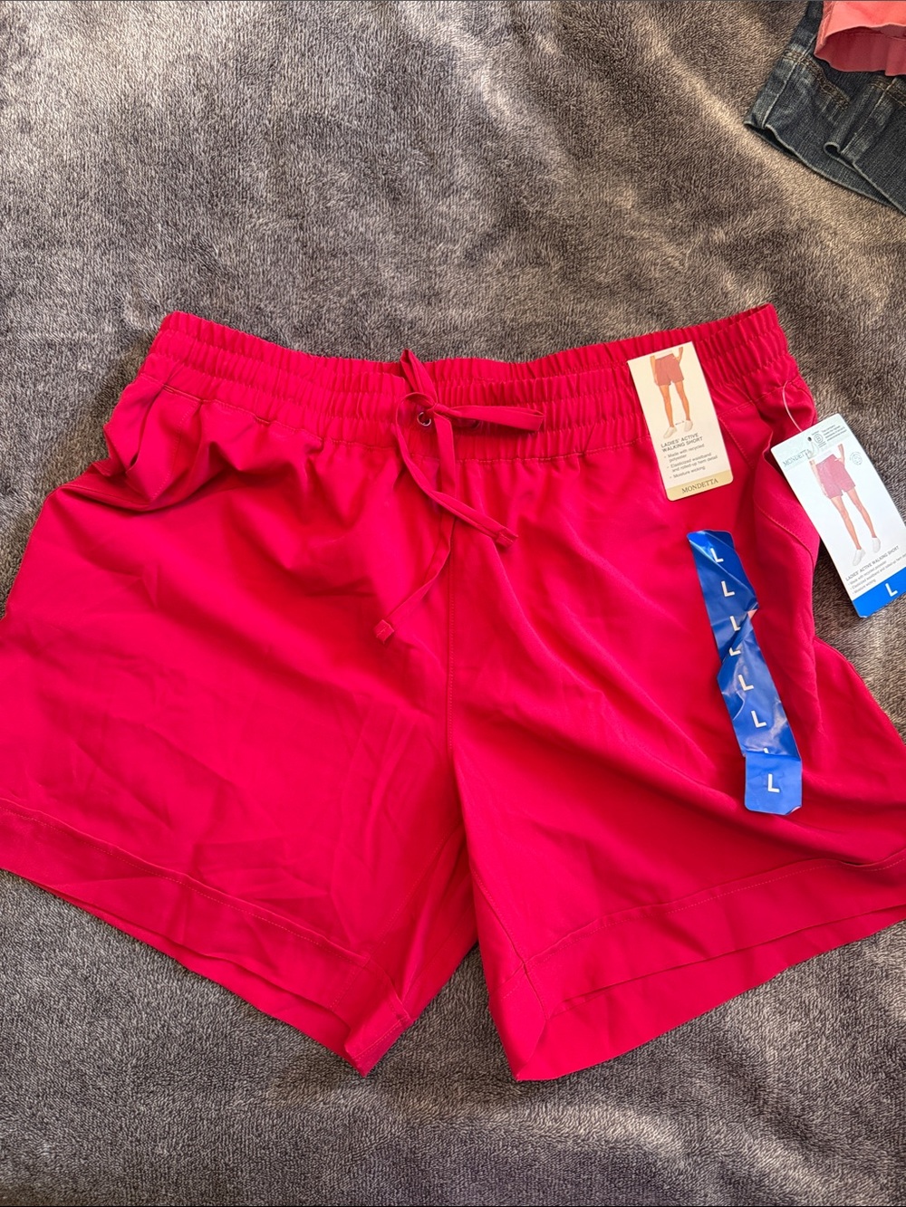 Mondetta Bright Red Athletic Drawstring Shorts